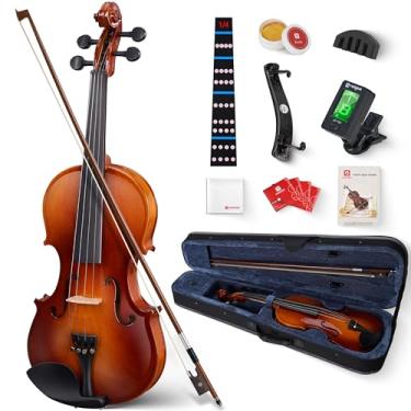 Imagem de Vangoa Conjunto de violino tamanho 1/4, conjunto de violino, kit artesanal de violinos acústicos com placa lateral de madeira maciça, estojo rígido leve para iniciantes, estudantes, adultos, destros