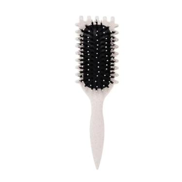 Imagem de Escova de modelagem de cabelo cacheado Escova de cabelo cacheado para pentear e modelar cachos masculinos e femininos Ferramentas para reduzir puxões (bege)