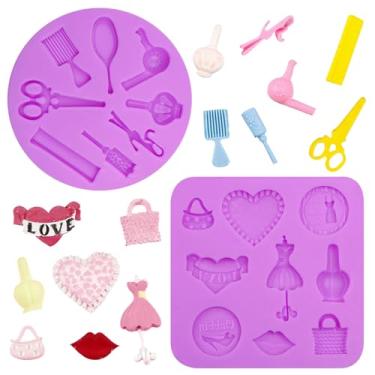 Imagem de Ferramentas de Maquiagem Moldes de Silicone Tesouras de Salão de Cabeleireiro Moldes de Fondant Ferramentas de Cabelo Moldes de Chocolate para Decoração de Bolos Topper Cupcake Pasta de Goma Doce