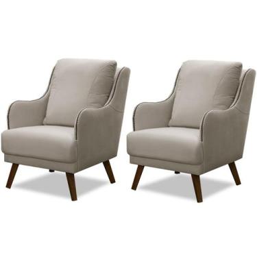 Imagem de Kit 2 Poltronas para Sala Decorativas c/ Tachas Sarah - Konfort, Velud