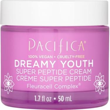 Imagem de Pacifica Dreamy Youth Super Peptide Cream – Hidratante diário antienvelhecimento com peptídeos concentrados e células-tronco florais, creme facial hidratante para linhas finas e rugas, rejuvenesce e
