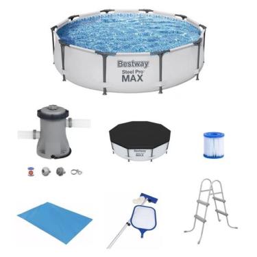 Imagem de Piscina Bestway 5000 Litros Steel Pro Max CINZA 56406 com Bomba Filtra