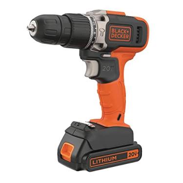 Imagem de Black Decker Furadeira e Parafusadeira VRR com 2 velocidades, Furadeira de Impacto 360 RPM a 1.400 RPM, 110V, Modelo ‎BCD704C1, 20V