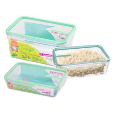 Imagem de Kit Conjunto 3 Potes Herméticos Sanremo 1,6L 2,5L 3,5L Verde Alimentos