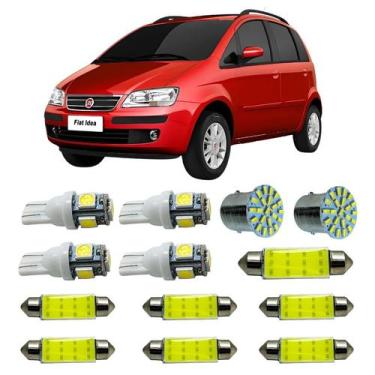Imagem de Kit Led Interno Externo Fiat Idea Teto Placa Ré Farolete