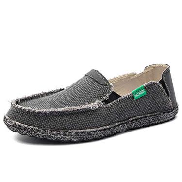 Imagem de JAMONWU tênis masculino de lona sem cadarço, sapatos casuais, mocassins, mocassins, para uso ao ar livre, não escorregam, E_grey11, 9