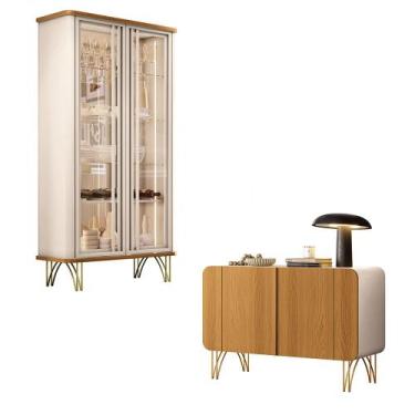 Imagem de Conjunto 1 Cristaleira e 1 Buffet Decorativo Texas/Bambino Off White/C