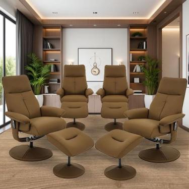 Imagem de Kit 4 Poltronas de Massagem Arizona Giratória com Apoio de Pés e Recli