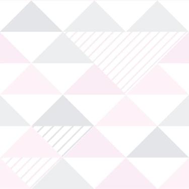 Imagem de Papel De Parede Adesivo Triângulo Quarto Rosa 12m