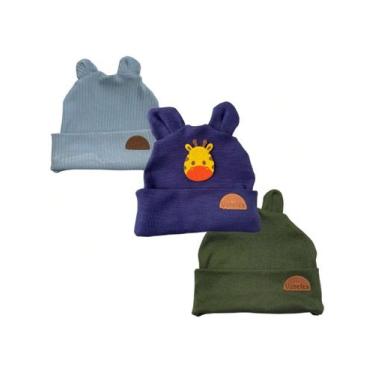 Imagem de Touca Infantil Ursinho Gorro Menina Menino 3 toucas - VANETEX, Azul, 6