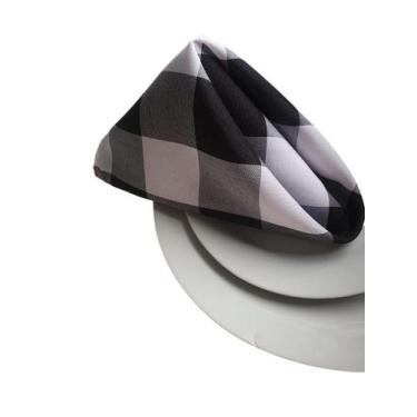 Imagem de Kit Guardanapo de Boca de Tecido Mesa Posta 4 pç Oxford Xadrez Preto -