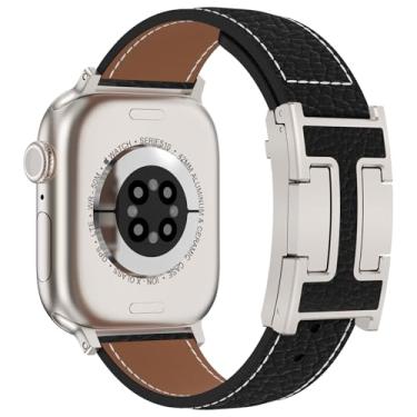 Imagem de CHANCHY Pulseira magnética de couro compatível com Apple Watch Ultra SE séries 10/9/8/7/6/5/4/3/2/1 de 40 mm, 38 mm, 41 mm, 42 mm, 45 mm, 46 mm, 40 mm, 38 mm, 41 mm, 44 mm, 45 mm e 46 mm