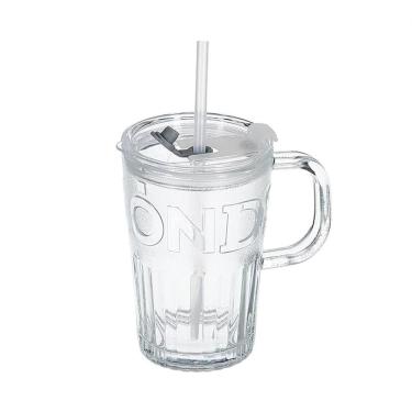 Imagem de Caneca de Vidro com Tampa e Canudo 450ml N2445007 - Quanhe