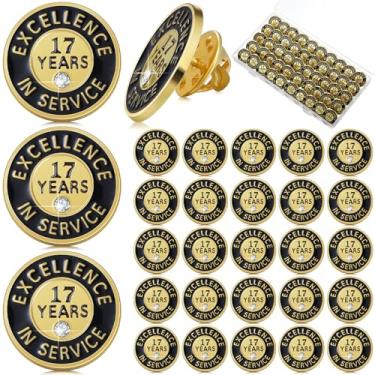 Imagem de Ferreve 50 Pçs Ano de Serviço Pin Employee Excellence Award Lapela Reconhecimento Desempenho Reconhecimento Aniversário (17 Anos)