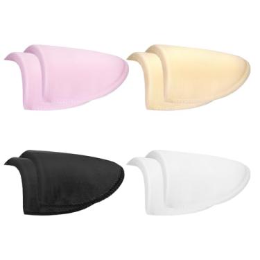 Imagem de 4 pares de ombreiras para roupas femininas, almofadas de ombro embutidas, esponjas de costura, reforço de ombros finos para esponja redonda respirável para ombros inclinados e altos e baixos
