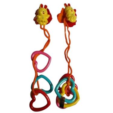 Imagem de 2 Pares Maria chiquinha Xuxa de cabelo Infantil Coelhinho Coração Fashion laranja