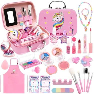Imagem de Kit de maquiagem edoday para meninas de 2 a 12 anos com conjunto de joias