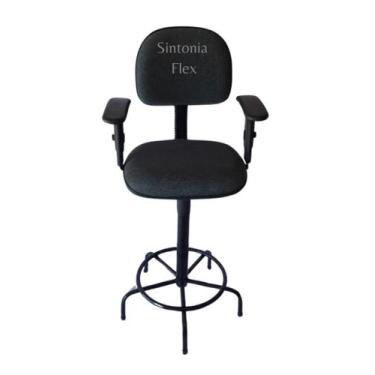 Imagem de Cadeira Secretaria Caixa Alta Braço Regulagem Altura A Gás - Sintonia 