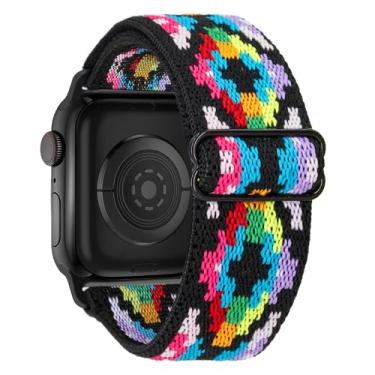 Imagem de Pulseira de nylon elástico compatível com Apple Watch séries 10 9, 8, 7, 6, 5, 4, 3 e 2 SE, Ultra 2 de 38 mm, 40 mm, 40 mm, 40 mm, 41 mm, 44 mm, 45 mm, 46 mm e 49 mm (Boho R, 38 mm/40 mm/41 mm/42 mm