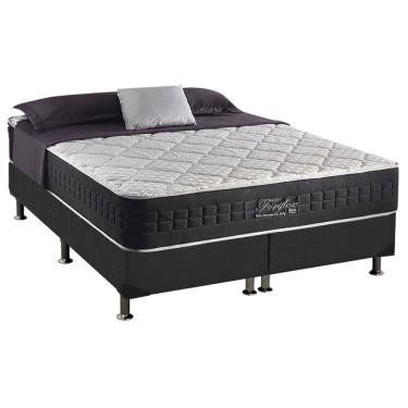 Imagem de Cama Box King: Colchão Molas MasterPocket Ensacadas Anjos Fort Flex + Base crc Suede Ci...