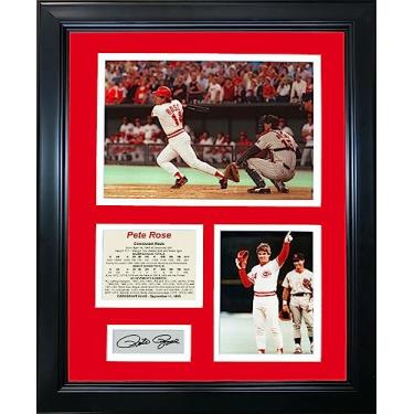 Imagem de HOFSM.COM Hall of Fame Sports Memorabilia Quadro Pete Rose 4.192 Hits Record Fac-Símile Gravação a Laser Assinatura Auto 28 x 35 cm Colagem de Foto de Beisebol Sig