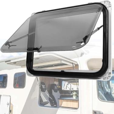 Imagem de Janela de empurrar externa para trailer de trailer com tela e para-sol, janela de saída para motorhome RV janela de substituição articulada, 600 x 500/59,9 cm x 50 cm