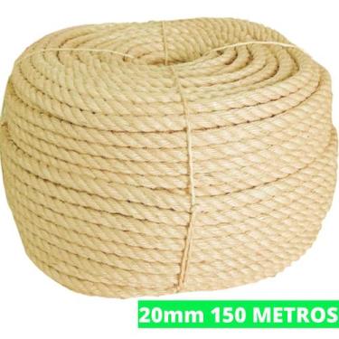 Imagem de Corda De Sisal Natural 20mm Rolo 150 Metros Naval Reforçada Arranhador