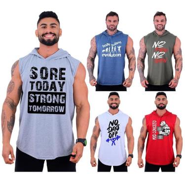 Imagem de Kit 5 Regatas Longline Machão Com Touca Masculina MXD Conceito Academia Fitness-Masculino