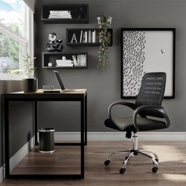 Imagem de Cadeira de Escritório Secretária Giratória Free Preta - Mobly