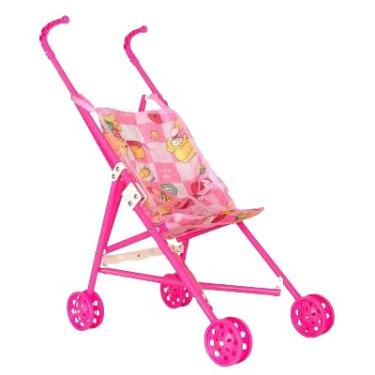 Imagem de Carrinho de Boneca Infantil, Rosa, 4 Rodas, Estampa de Ursinhos