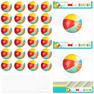 Imagem de Denylo pro 24 conjuntos de mini bolas azuis de estresse na praia, presentes a granel, com cartões escolares de verão, sacolas plásticas para lembrancinhas de festa de formatura de aniversário, jogos