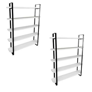 Imagem de Kit 02 Prateleiras de Esmalte Arusi Expositor de Frascos - Preto/branco
