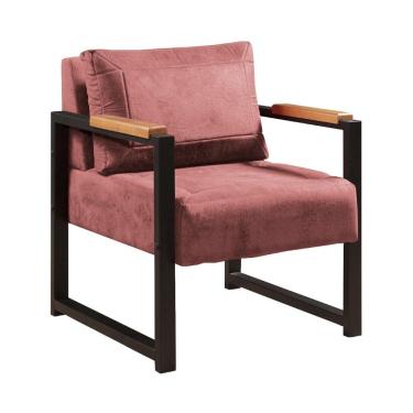 Imagem de Poltrona Decorativa Ipanema Metal Preto E Veludo Cor:Rosa