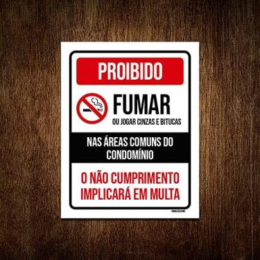Imagem de Placa Proibido Fumar Jogar Áreas Comuns Condomínio 18x23