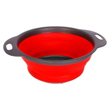 Imagem de Escorredor para Macarrão de Silicone Dobrável - 24cm (Vermelho)