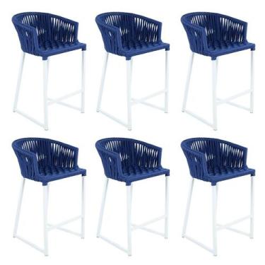 Imagem de Conjunto 6 Banquetas Área Externa Corda Náutica Área Gourmet - VerdeCo