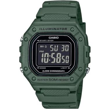 Imagem de Casio Série W-218H | Verde | Bateria de 7 anos | Iluminador LED | Cronômetro de 1/100 segundo | Alarme Diário | Relógio Digital, Verde