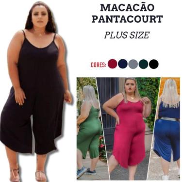Imagem de Macacão Plus Size Pantacourt Feminino Confortável Festa Chic - Wild, A