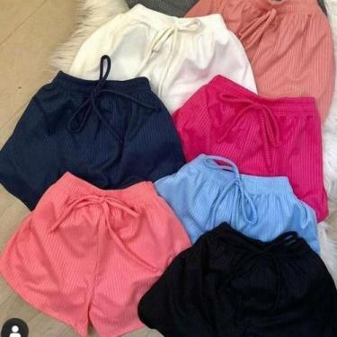 Imagem de Short feminino canelado elástico na cintura - filo modas, Rose, G