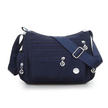 Imagem de CHENXIAOHONG Bolsa Transversal Feminina de Nylon, Bolsa Feminina Lateral Moderna para Festa e Uso Diário, Bolsas Femininas Transversal Leves e Estilosas (Azul-escuro)