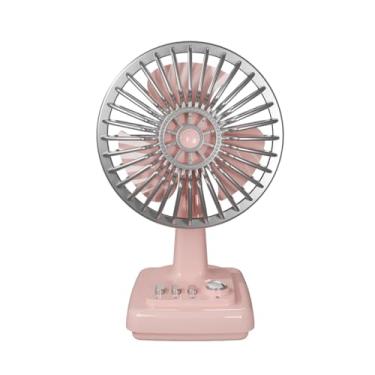 Imagem de Fenteer Mini ventilador de mesa pessoal com design retrô, leve, 3 velocidades, elétrico, portátil, resfriamento de ar para camping, viagens, casa, dormitório, Rosa
