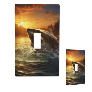 Imagem de Placa de parede decorativa de 1 gangue com interruptor de parede ao anoitecer Tampa de interruptor de luz de tomada elétrica capas de receptáculo único para banheiro, cozinha, quarto, decoração de