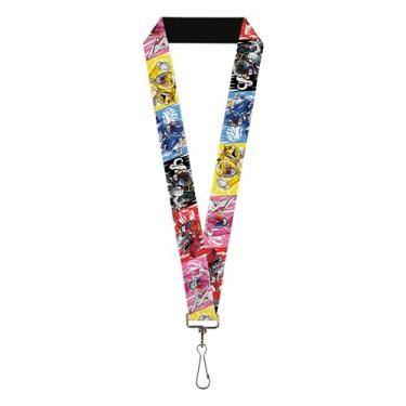 Imagem de Power Rangers Lanyard, Power Rangers Pose With Zord and Icon Blocks Multi Color, Elastic