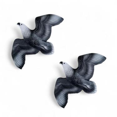 Imagem de Estátua Águia Gavião Espanta Pombo Pássaro Parede com Gancho Kit 2 Pçs
