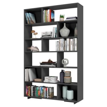 Imagem de Estante para Livros 5 Prateleiras 12 Nichos BE47 Preto - BRV Móveis