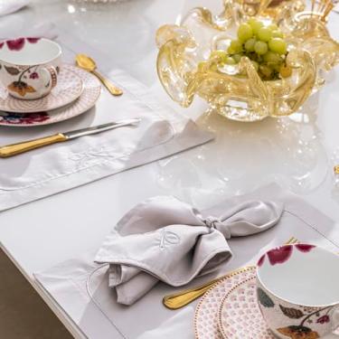 Imagem de Plumasul Guardanapo Bella Mesa Laccio Grigio 100% Algodão Cetim 300 fios 40x40cm - Cor Cinza Claro