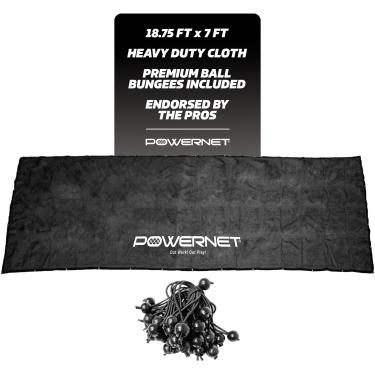 Imagem de PowerNet Protetor de tela de sombreamento para cerca | Tela solar portátil de softbol | 18,75 pés x 7 pés | Bloqueia o sol para manter os jogadores frescos | Fixa-se facilmente a qualquer cerca de elos de corrente com laços de bola elásticos incluídos