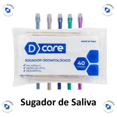 Imagem de Sugador de Saliva Descartável C/40 Unds - D Care, Cor Azul Claro