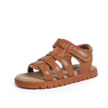 Imagem de QIY Sandálias infantis para meninas, sapatos sociais de verão com bico aberto, sandálias de princesa para festa na praia na escola, Marrom, 2 Little Kid