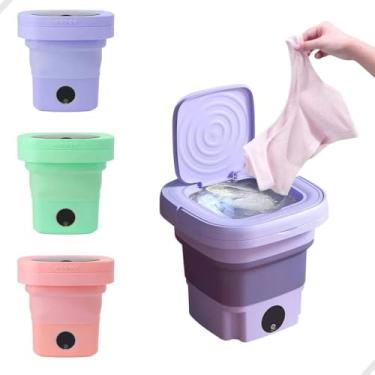 Imagem de Mini Máquina de Lavar Portátil Dobrável - Tanquinho Compacto com Centrífuga para Viagens e Ambientes Pequenos(Aleatório)